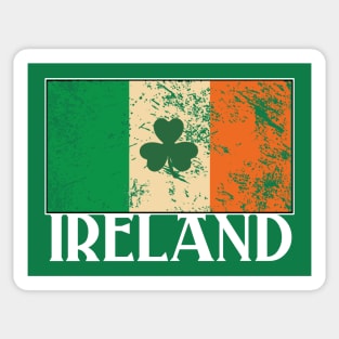 Irish Flag Shamrock Distressed Design Sticker